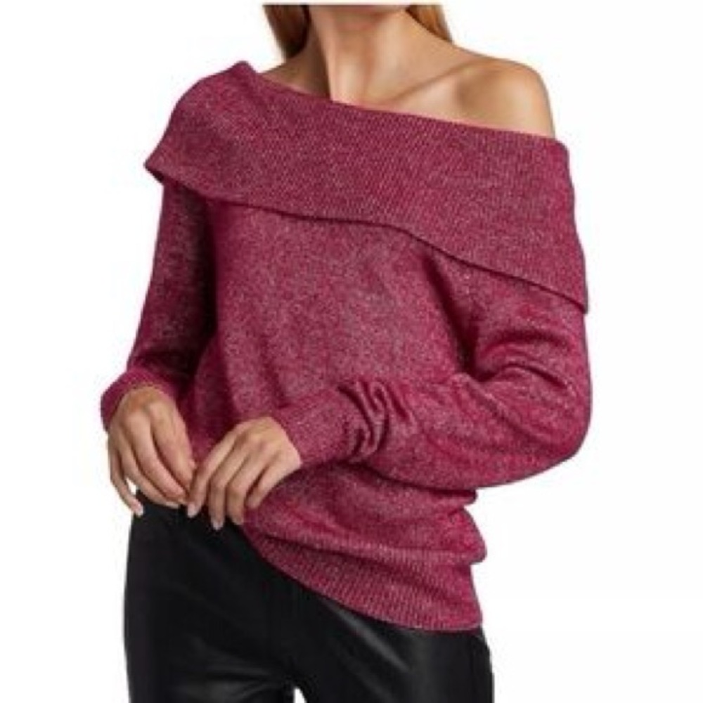 PAIGE Metallic Izabella Wool Blend Off the Shoulder Sweater Size Small